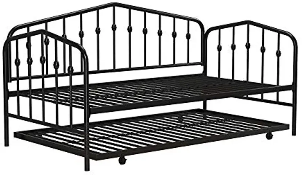 Novogratz Bushwick Metal Daybed & Trundle | Twin Size - Black Daybeds