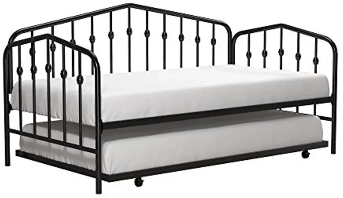 Novogratz Bushwick Metal Daybed & Trundle | Twin Size - Black Daybeds