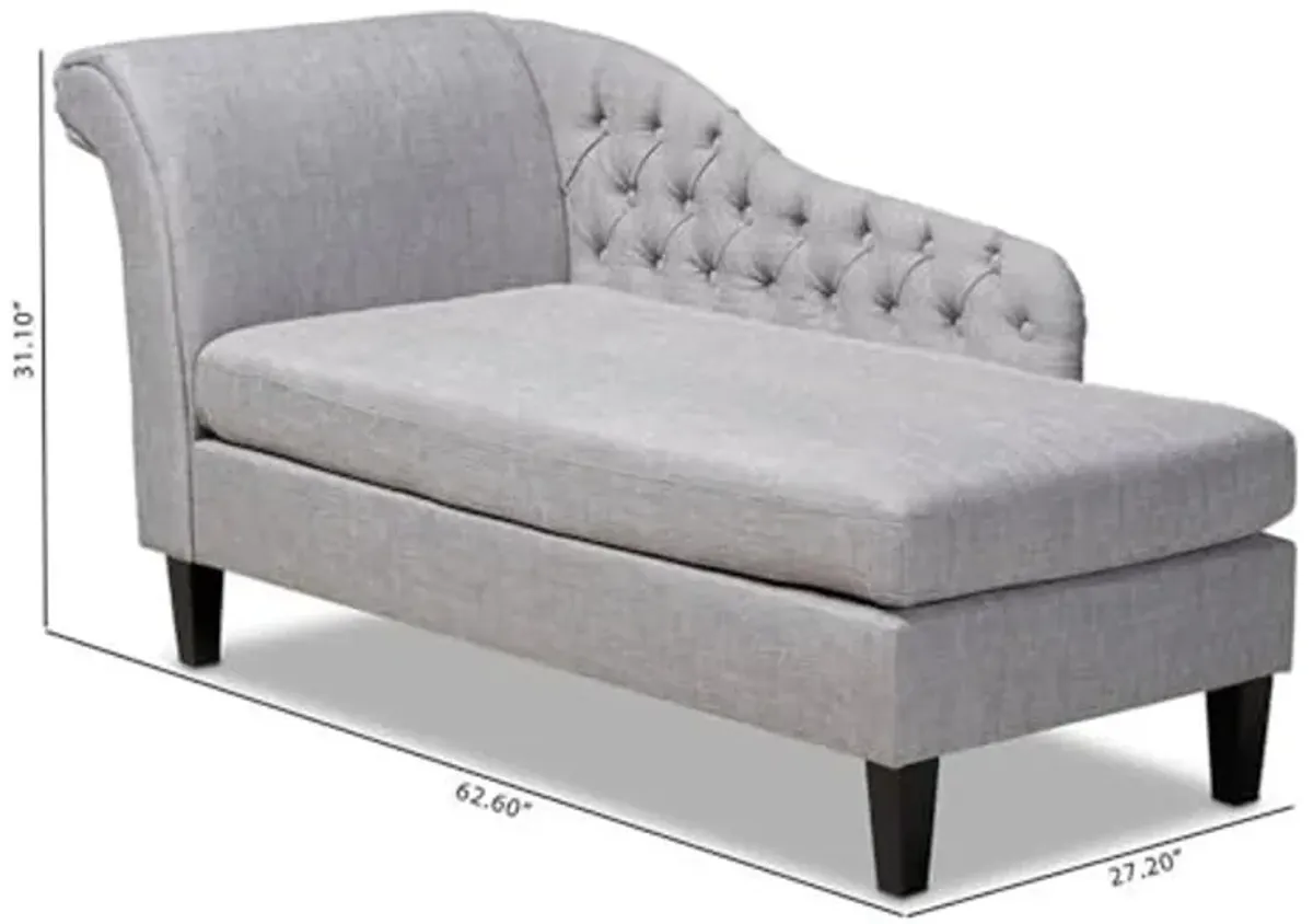 Baxton Studio Florent Grey Upholstered Black Finished Chaise Lounge