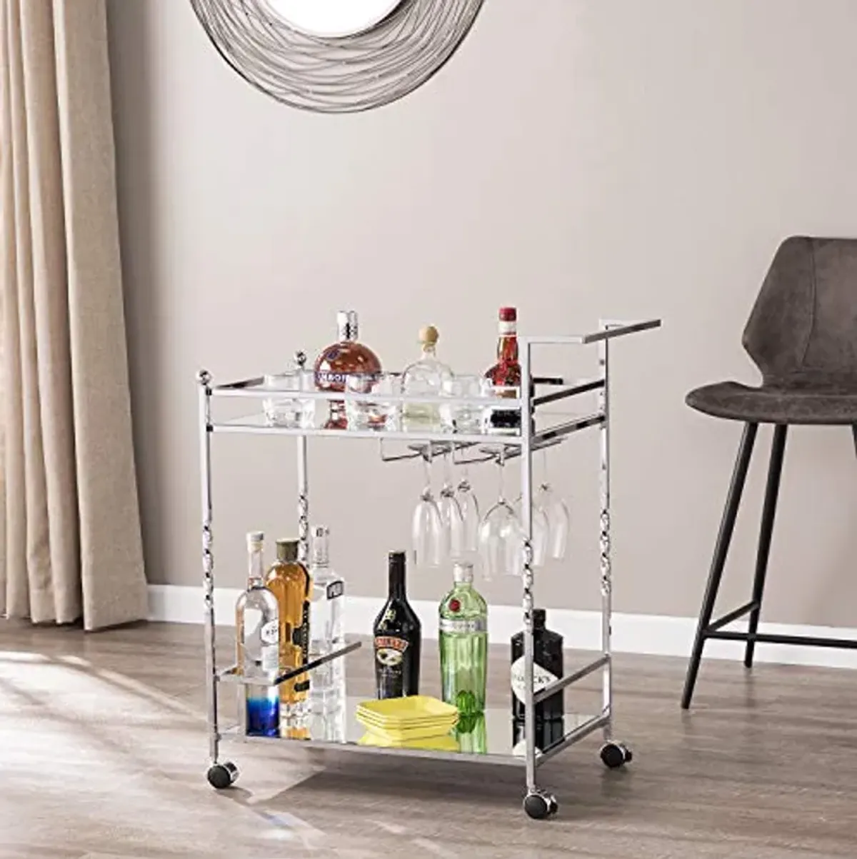 SEI Furniture Ivers Bar Cart, Silver (AMZ6853ZH)