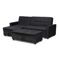 Baxton Studio Noa Left Facing Convertible Fabric Sectional Sofa with Ottoman - Dark Gray