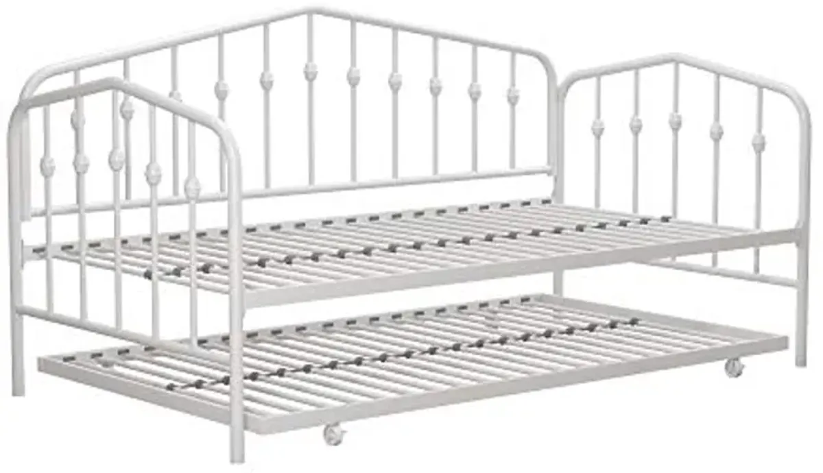 Novogratz Bushwick Metal Daybed & Trundle, Twin Size Frame, Off White