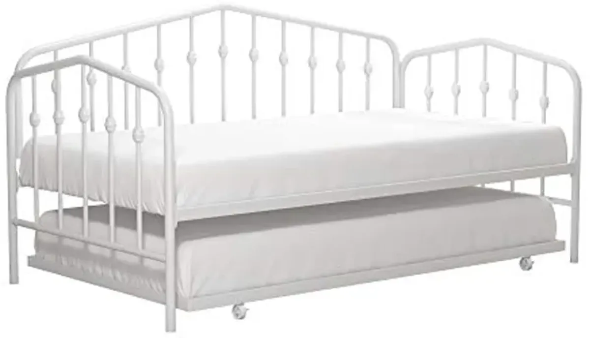 Novogratz Bushwick Metal Daybed & Trundle, Twin Size Frame, Off White