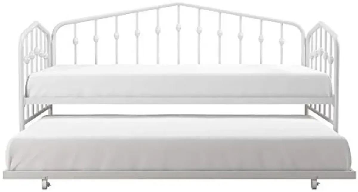 Novogratz Bushwick Metal Daybed & Trundle, Twin Size Frame, Off White