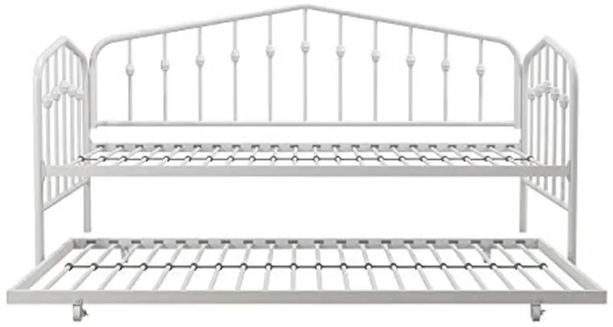 Novogratz Bushwick Metal Daybed & Trundle, Twin Size Frame, Off White