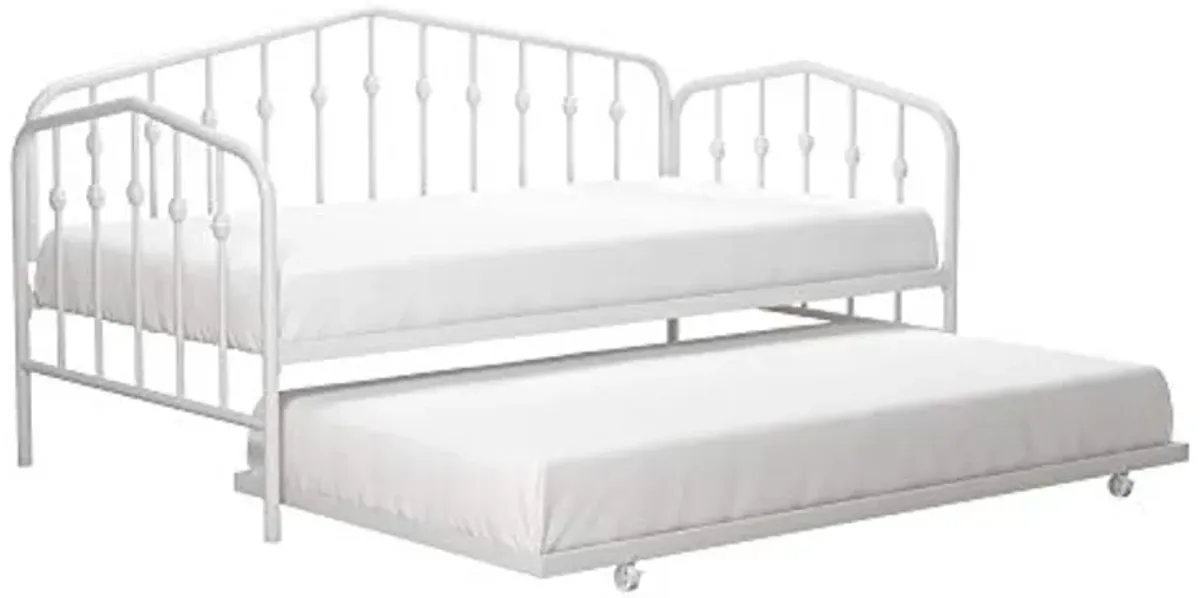 Novogratz Bushwick Metal Daybed & Trundle, Twin Size Frame, Off White