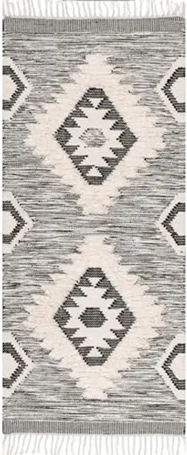 nuLOOM Savannah Moroccan Tasseled Wool Runner Rug, 2' 2" x 8', Black