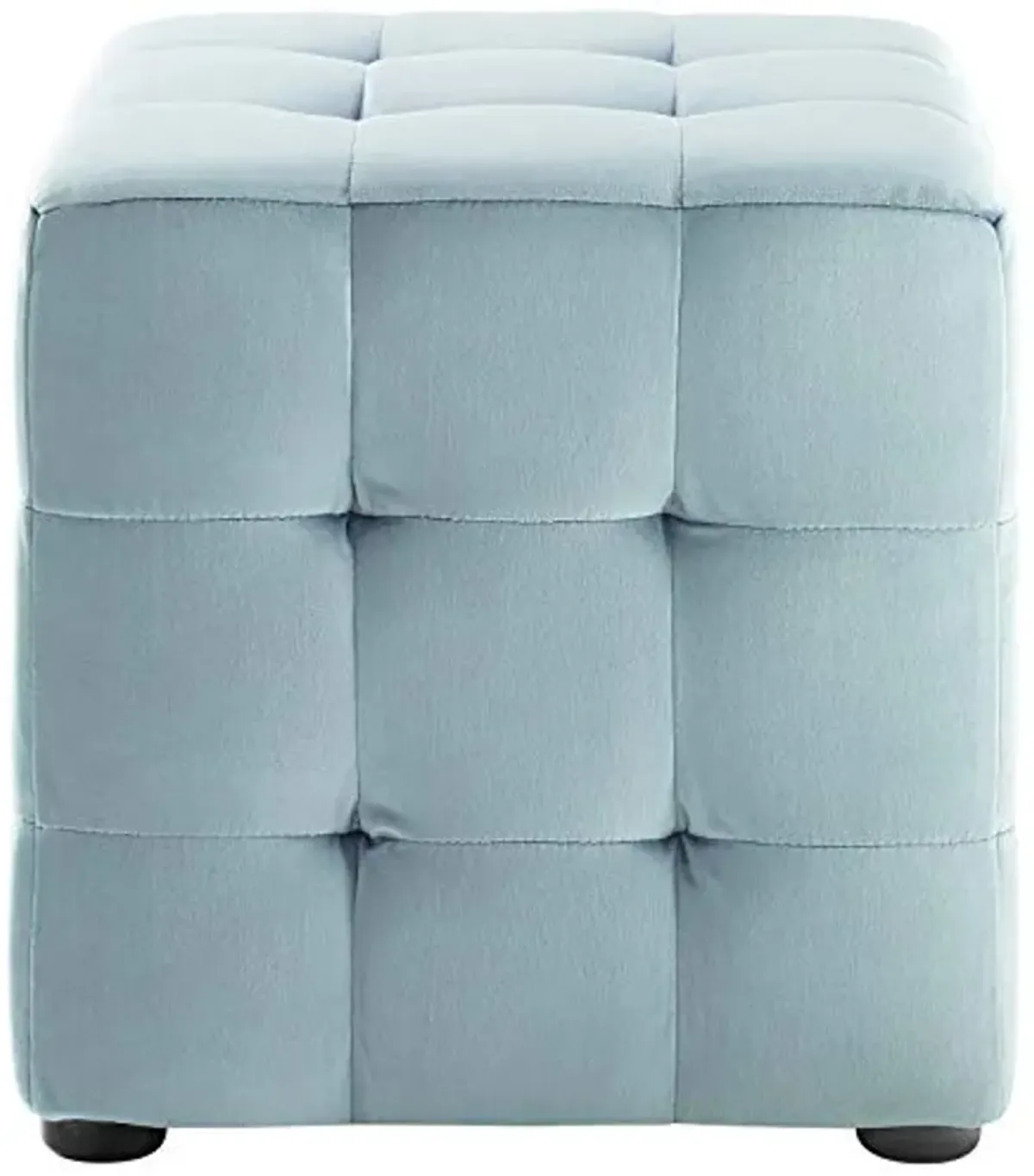 Modway Contour Tufted Button Cube Performance Velvet Ottoman, Light Blue