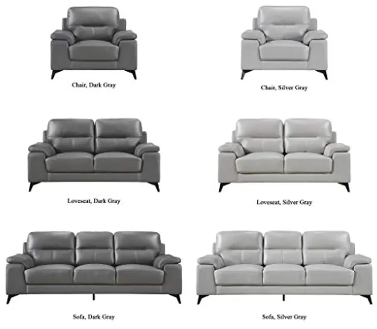 Homelegance 89" Leather Sofa, Silver Gray