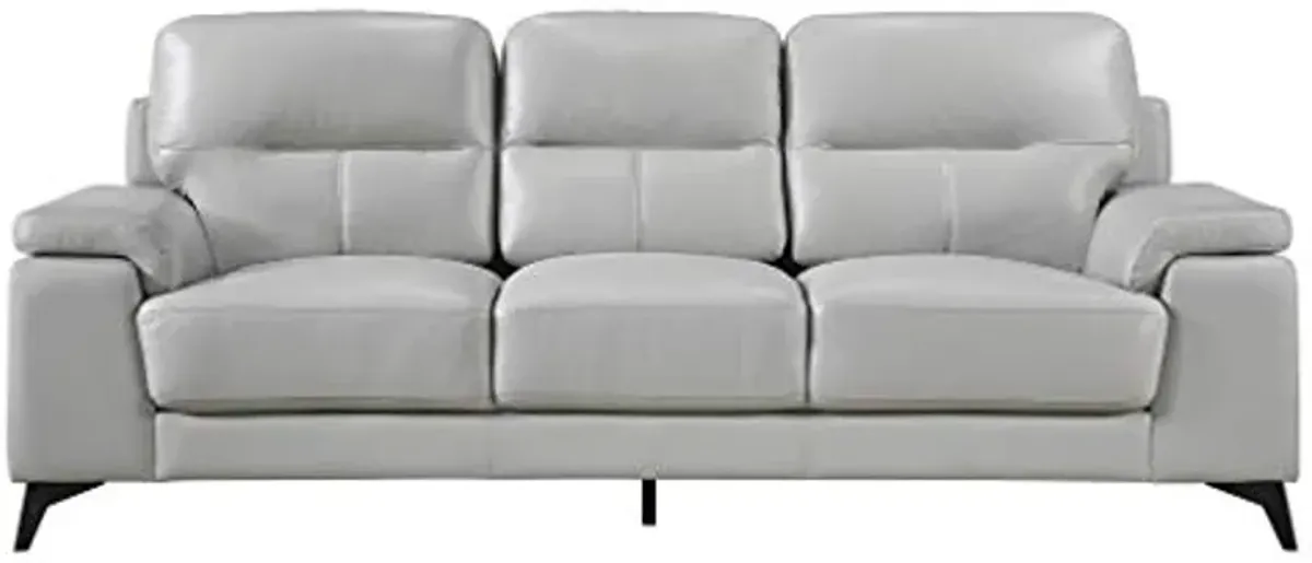 Homelegance 89" Leather Sofa, Silver Gray