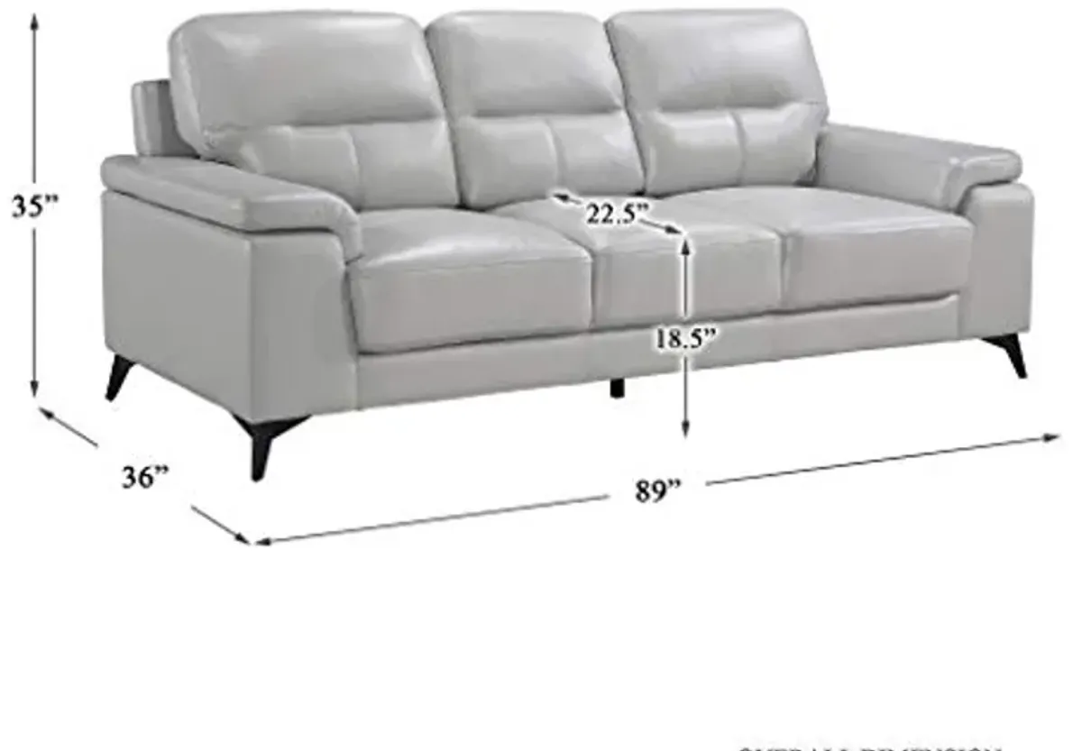 Homelegance 89" Leather Sofa, Silver Gray