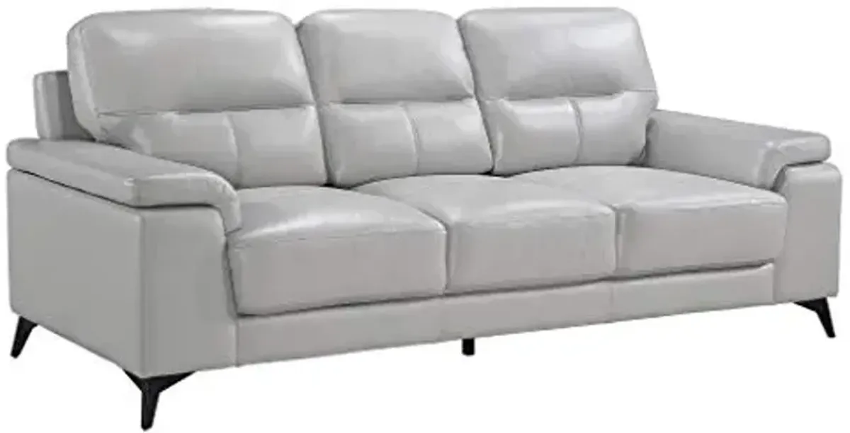 Homelegance 89" Leather Sofa, Silver Gray