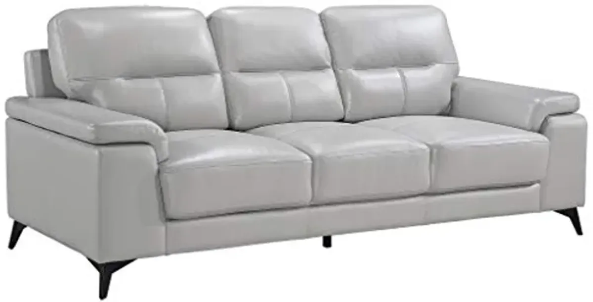 Homelegance 89" Leather Sofa, Silver Gray