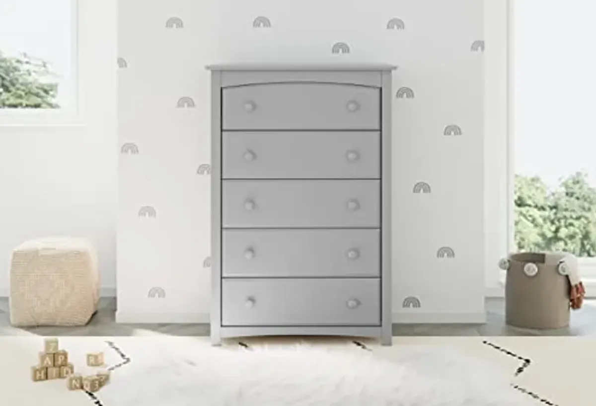 Storkcraft Kenton 5 Drawer Dresser (Pebble Gray) – Dresser for Kids Bedroom, Nursery Dresser Organizer, Chest of Drawers for Bedroom with 5 Drawers, Universal Design for Children’s Bedroom