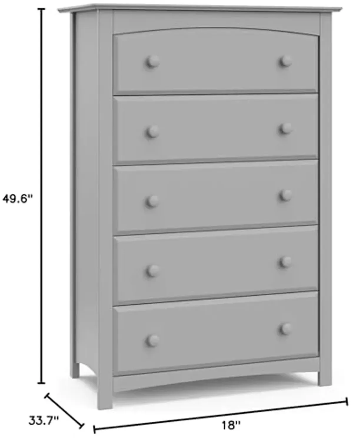 Storkcraft Kenton 5 Drawer Dresser (Pebble Gray) – Dresser for Kids Bedroom, Nursery Dresser Organizer, Chest of Drawers for Bedroom with 5 Drawers, Universal Design for Children’s Bedroom