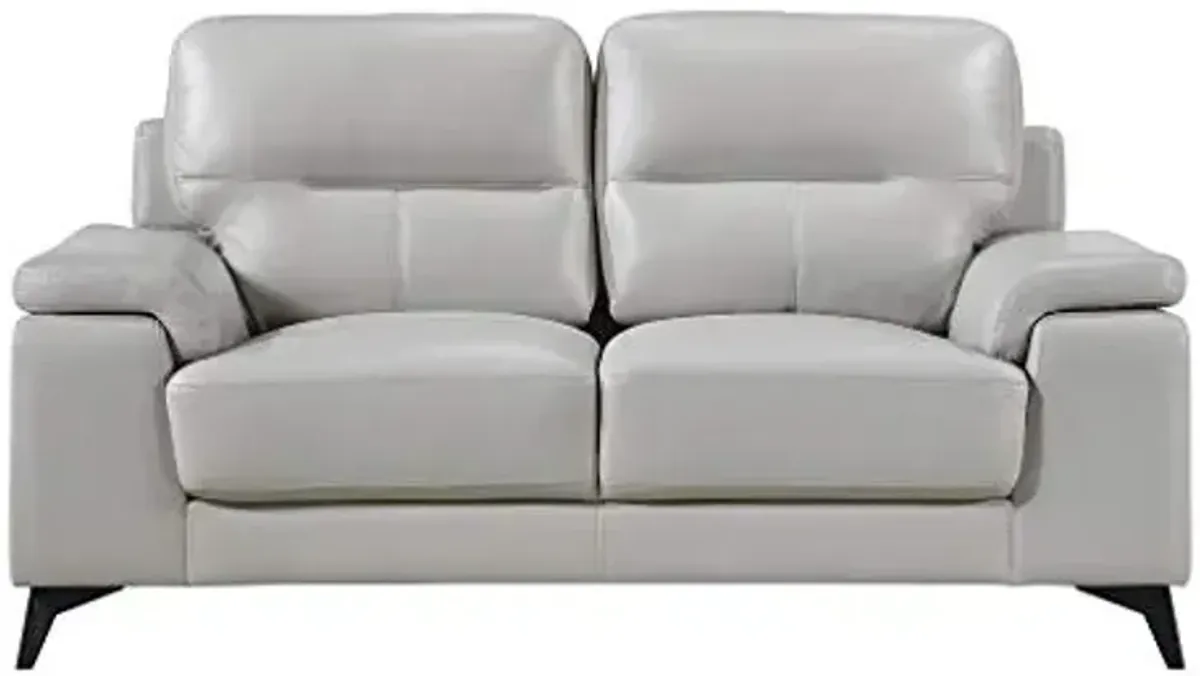 Homelegance 67" Leather Loveseat, Silver Gray