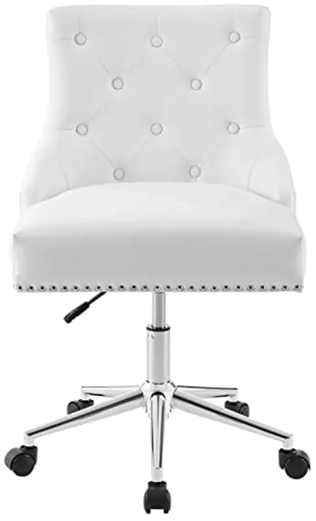 Modway Regent Tufted Button Faux Leather Swivel Office Chair with Nailhead Trim in White