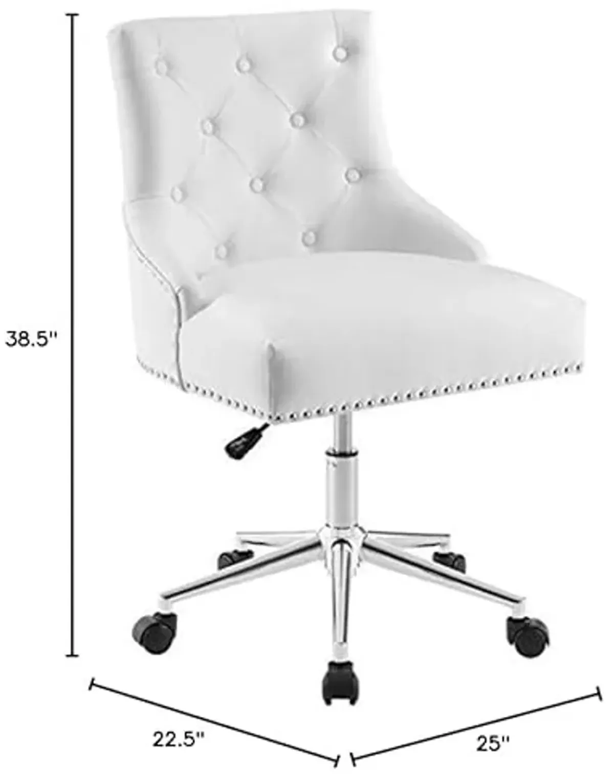 Modway Regent Tufted Button Faux Leather Swivel Office Chair with Nailhead Trim in White