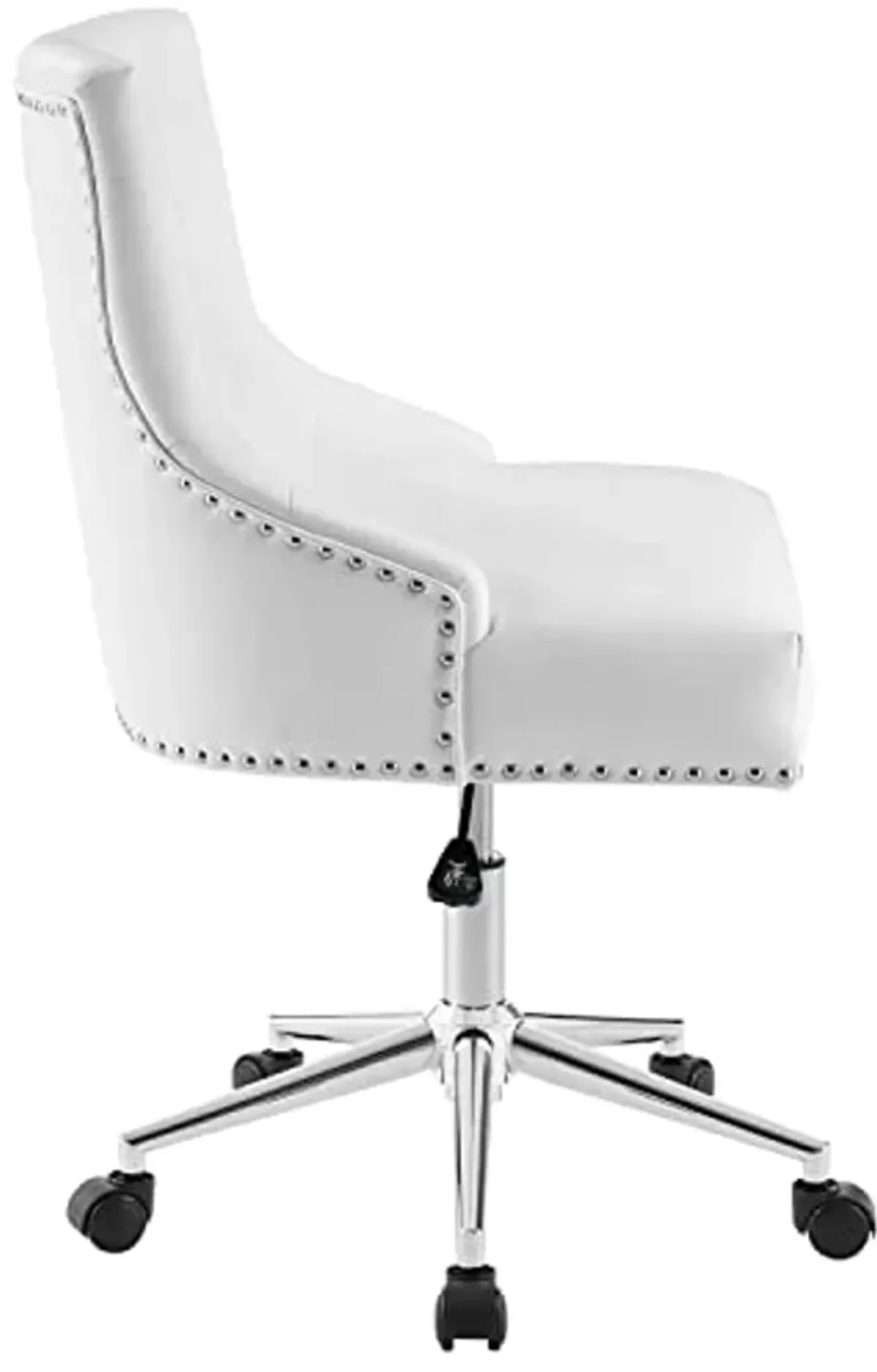 Modway Regent Tufted Button Faux Leather Swivel Office Chair with Nailhead Trim in White