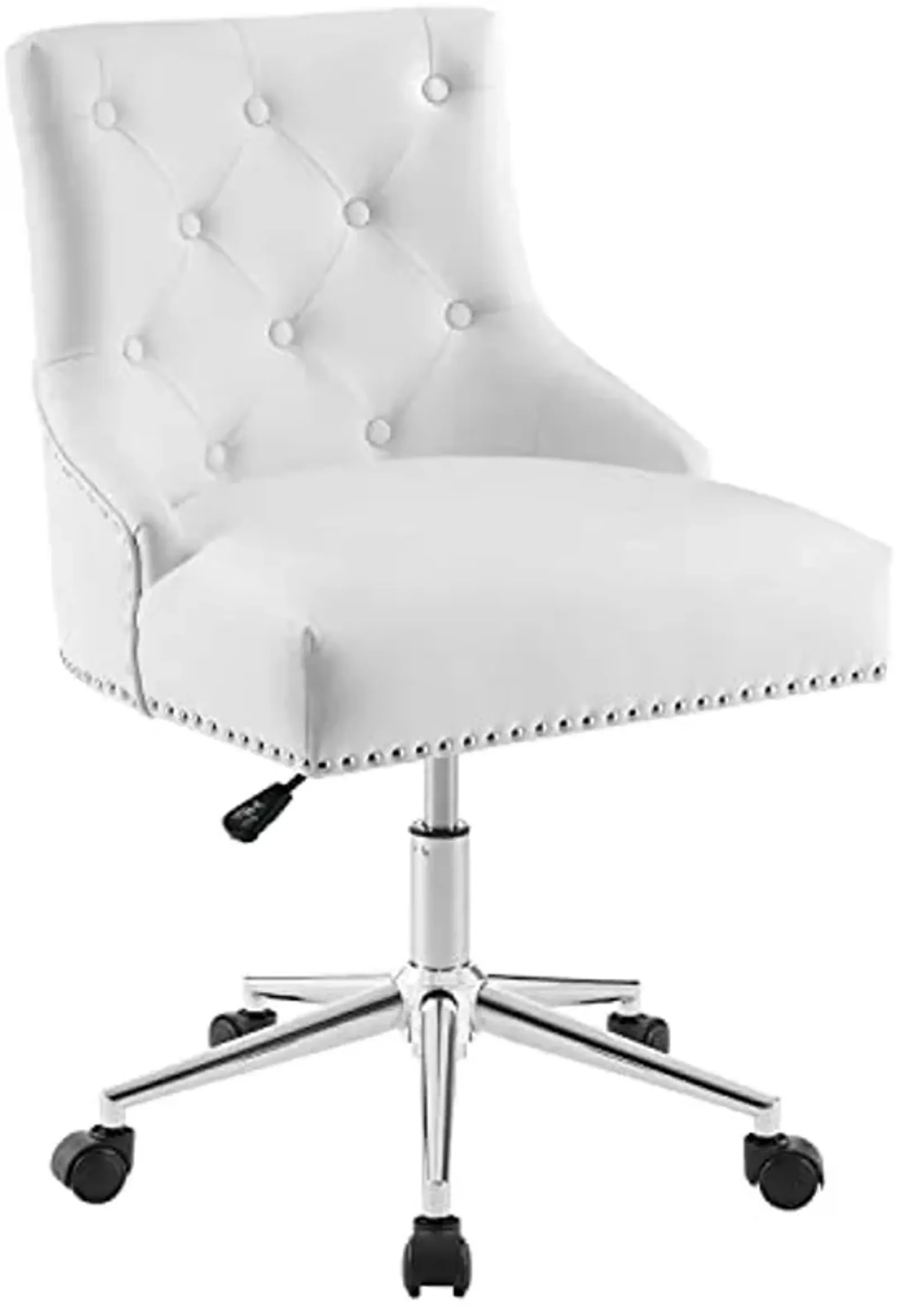 Modway Regent Tufted Button Faux Leather Swivel Office Chair with Nailhead Trim in White