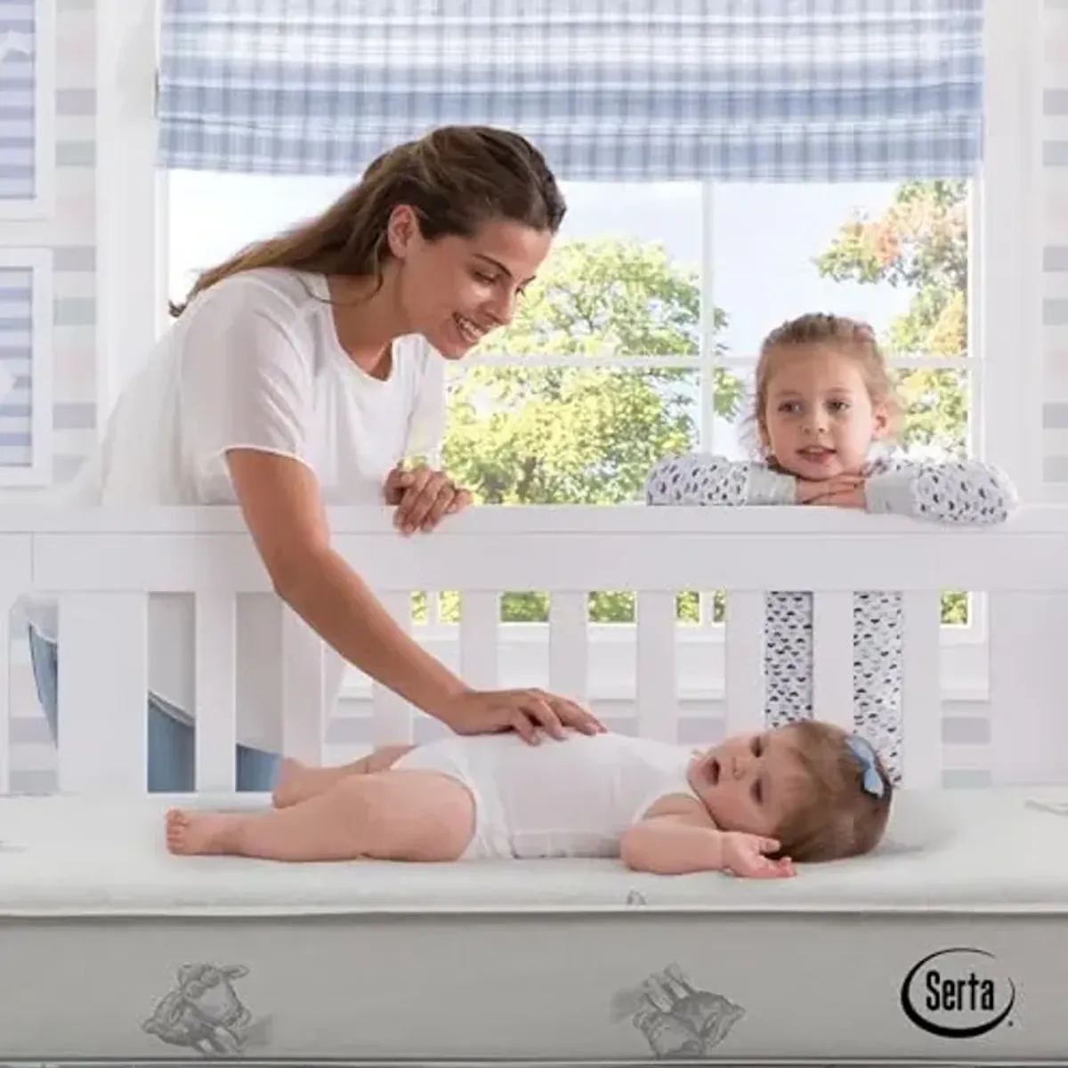Serta Perfect Sleeper Comfort Deluxe 2- Stage Crib and Toddler Mattress - 220 Inerlocking Coils - GREENGUARD Gold Certified - CertiPUR-US - Made in USA
