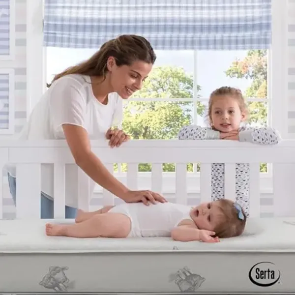 Serta Perfect Sleeper Comfort Deluxe 2- Stage Crib and Toddler Mattress - 220 Inerlocking Coils - GREENGUARD Gold Certified - CertiPUR-US - Made in USA
