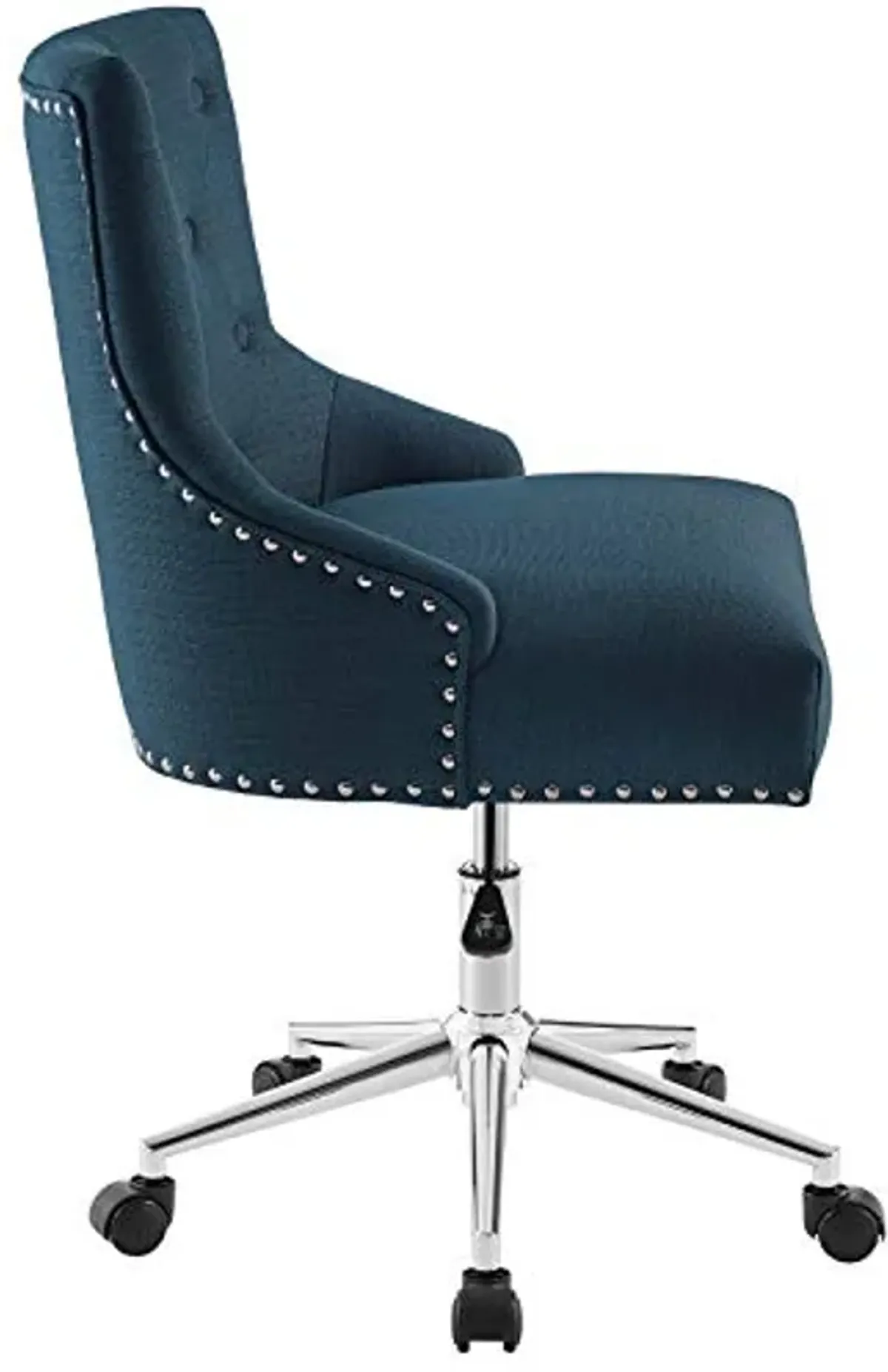 Modway Regent Tufted Button Upholstered Fabric Swivel Office Chair with Nailhead Trim in Azure