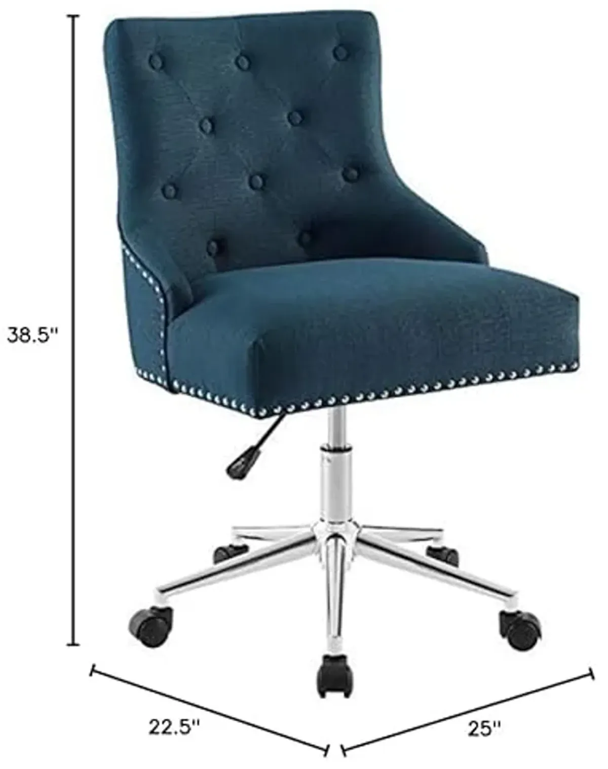 Modway Regent Tufted Button Upholstered Fabric Swivel Office Chair with Nailhead Trim in Azure