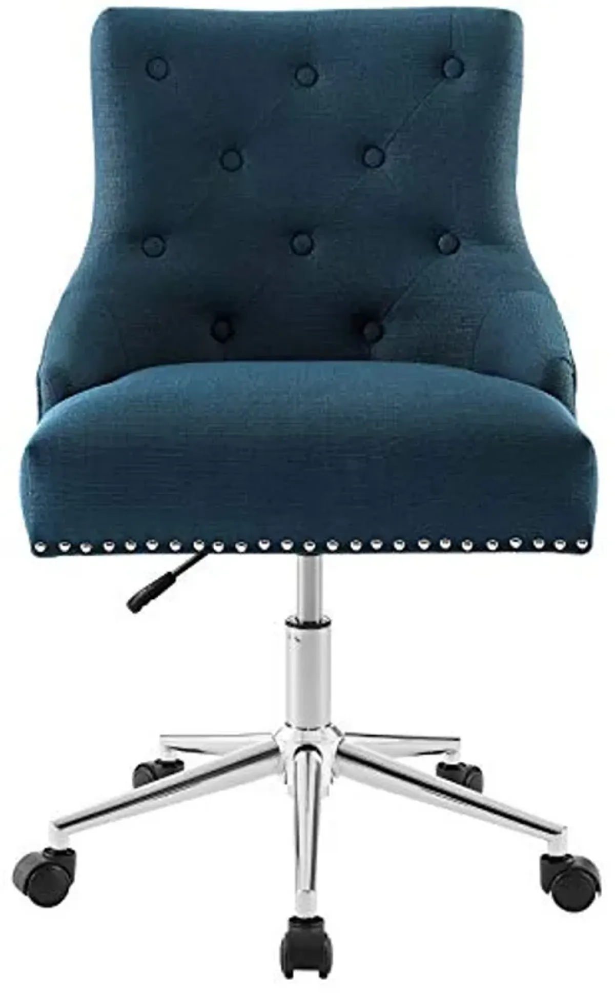 Modway Regent Tufted Button Upholstered Fabric Swivel Office Chair with Nailhead Trim in Azure