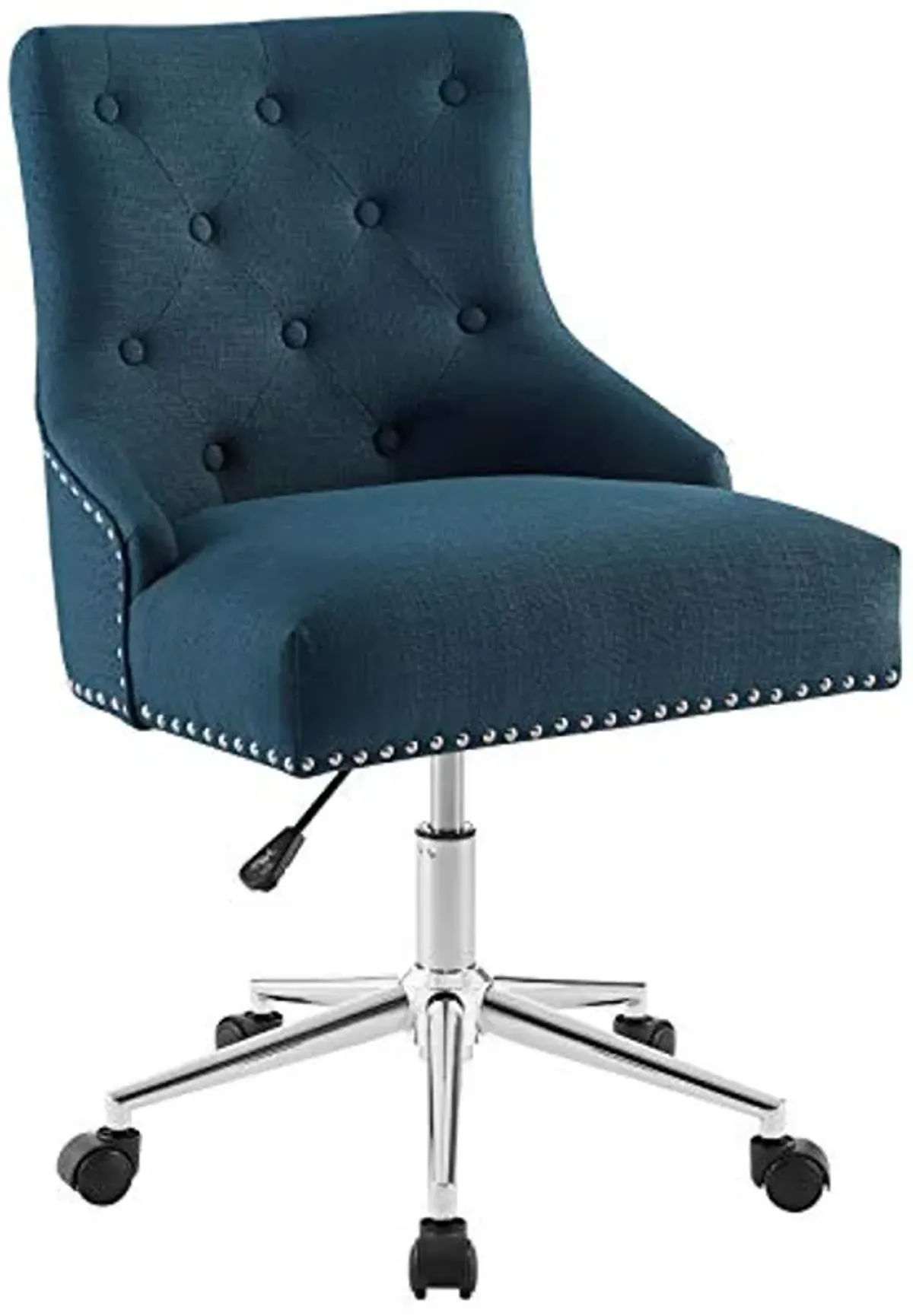 Modway Regent Tufted Button Upholstered Fabric Swivel Office Chair with Nailhead Trim in Azure