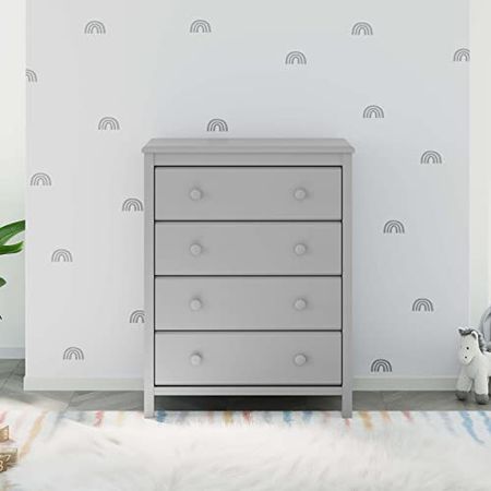 Storkcraft Alpine 4 Drawer Chest (Pebble Gray) – GREENGUARD Gold Certified, Dresser For Nursery, 4 Drawer Dresser, Kids Dresser, Nursery Dresser Drawer Organizer, Chest of Drawers