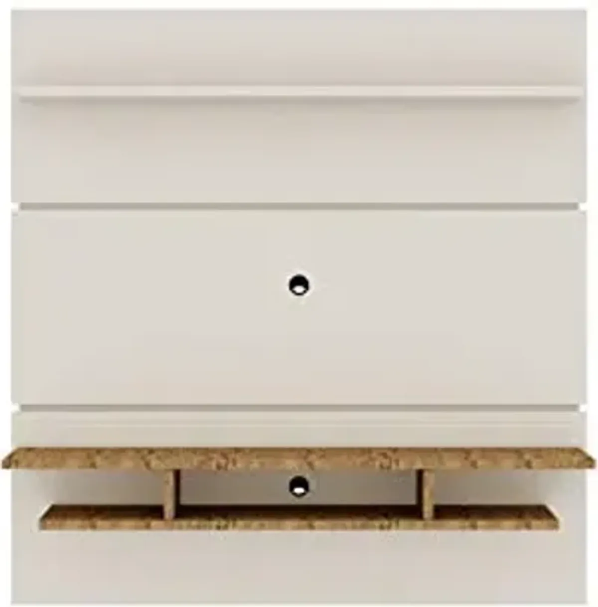 Manhattan Comfort Tribeca Mid-Century Modern Floating Entertainment Center with Décor Shelves, 62.99", Off White/Nature
