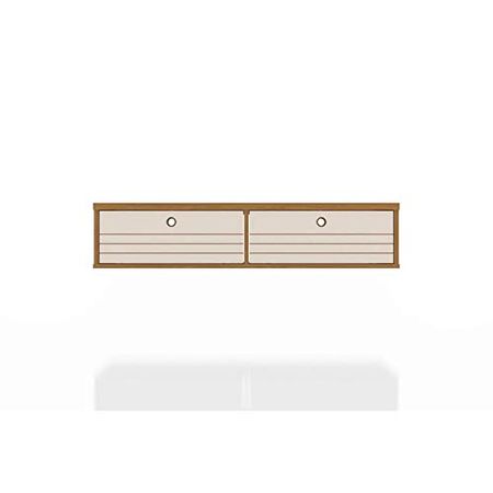 Manhattan Comfort Liberty Mid Century Modern Home Office Floating Desk, 42.28", Cinnamon and Off White