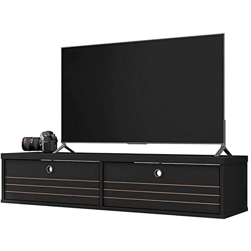 Manhattan Comfort Liberty Mid-Century Modern Living Room 2 Shelves Floating Entertainment Center, 42.28", Black