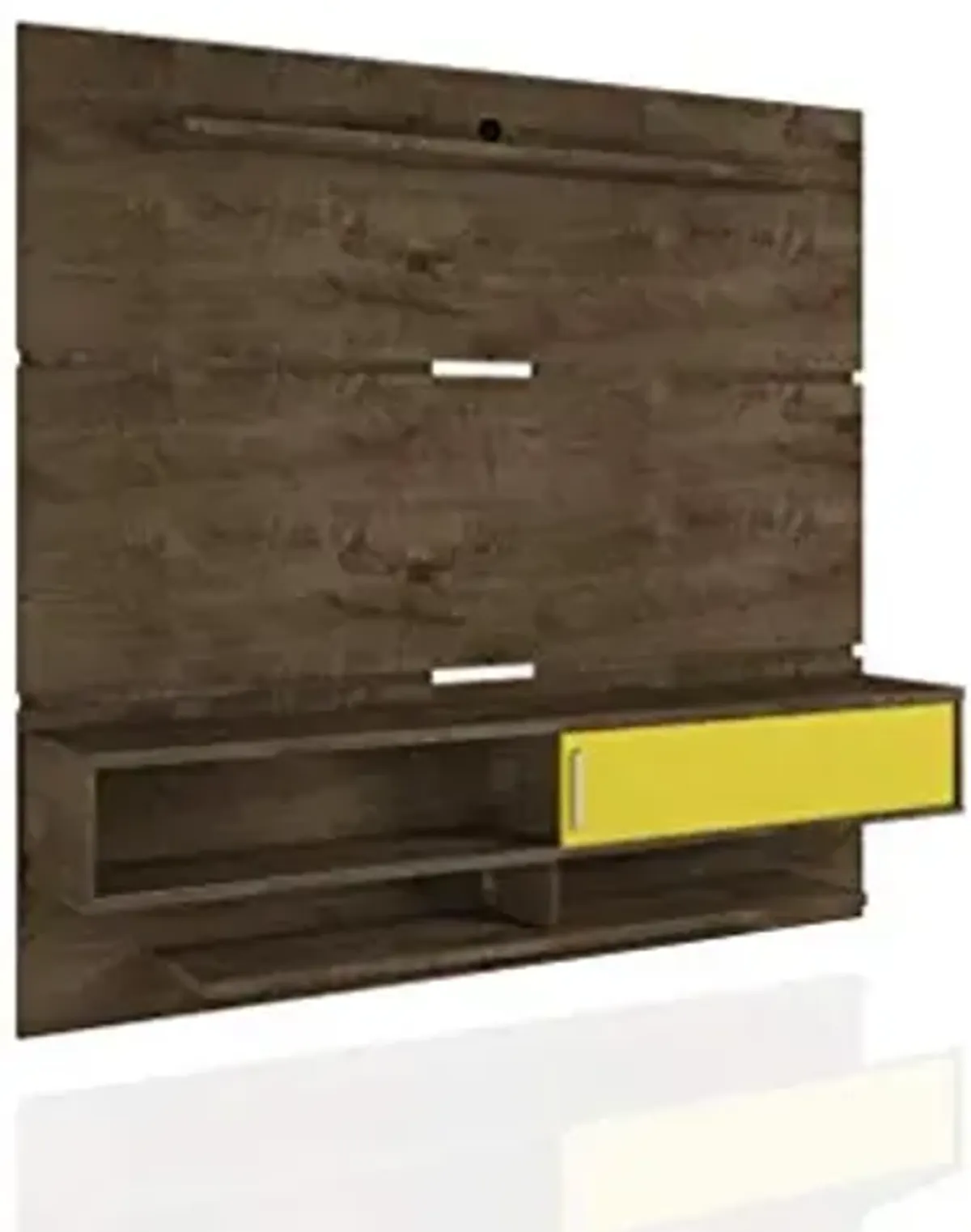 Manhattan Comfort Astor Modern Living Room Floating Entertainment Center with Media Shelves, 70.86", Rustic Brown/Yellow