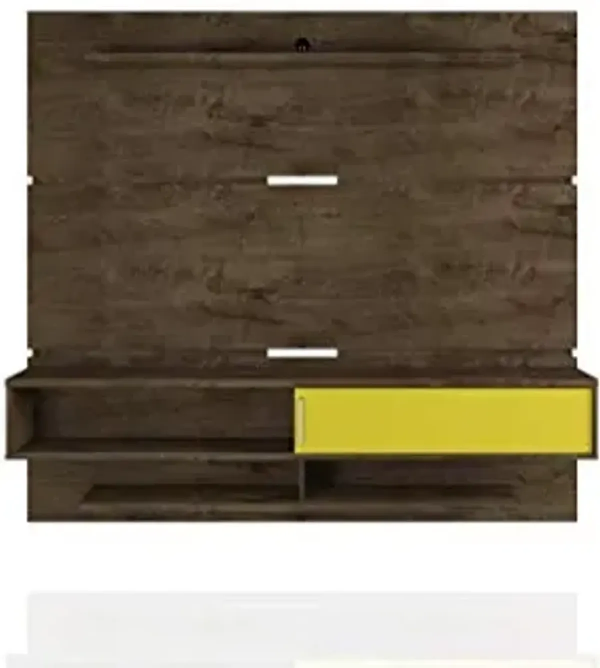 Manhattan Comfort Astor Modern Living Room Floating Entertainment Center with Media Shelves, 70.86", Rustic Brown/Yellow