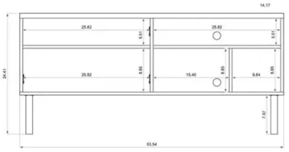 Manhattan Comfort Windsor Modern TV Stand with Media Shelves and Solid Wood Legs, 53.54", Off White/Nature