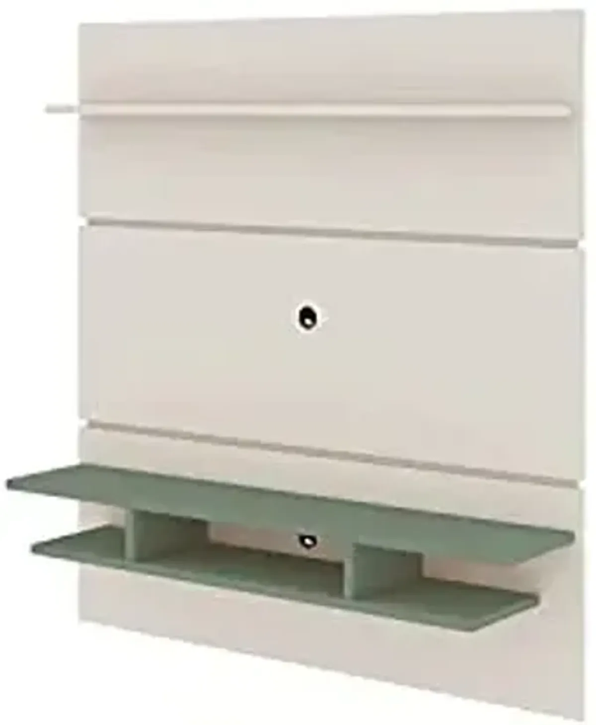Manhattan Comfort Tribeca Mid-Century Modern Floating Entertainment Center with Décor Shelves, 62.99", Off White/Green Mint