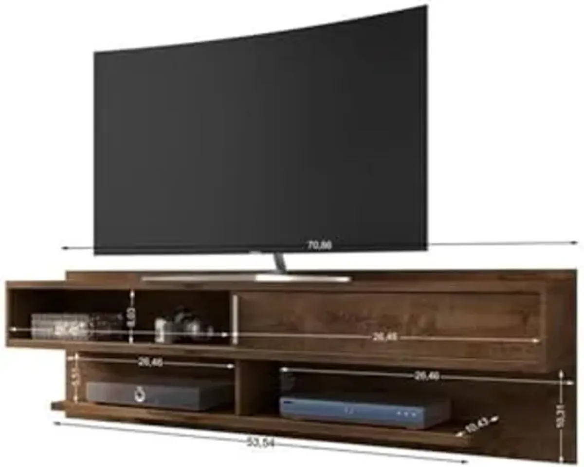 Manhattan Comfort Astor Modern Living Room Floating Entertainment Center with Media Shelves, 70.86", Rustic Brown