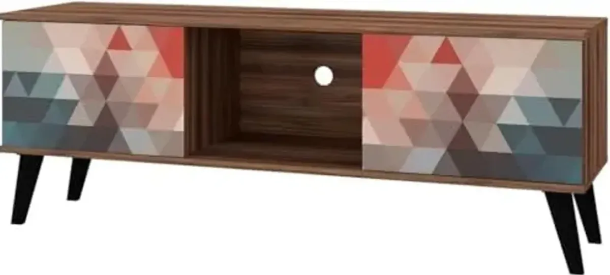 Manhattan Comfort Doyers 53.15" Mid Century TV Stand for Bedroom and Living Room Use, Entertainment Center with Storage, Shelf and Soft Close Doors, Ideal for 50 Inch Screens, Multi-color