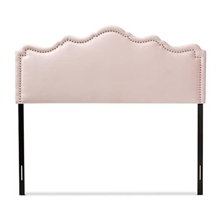 Baxton Studio Nadeen Modern and Contemporary Light Pink Velvet Fabric Upholstered Queen Size Headboard