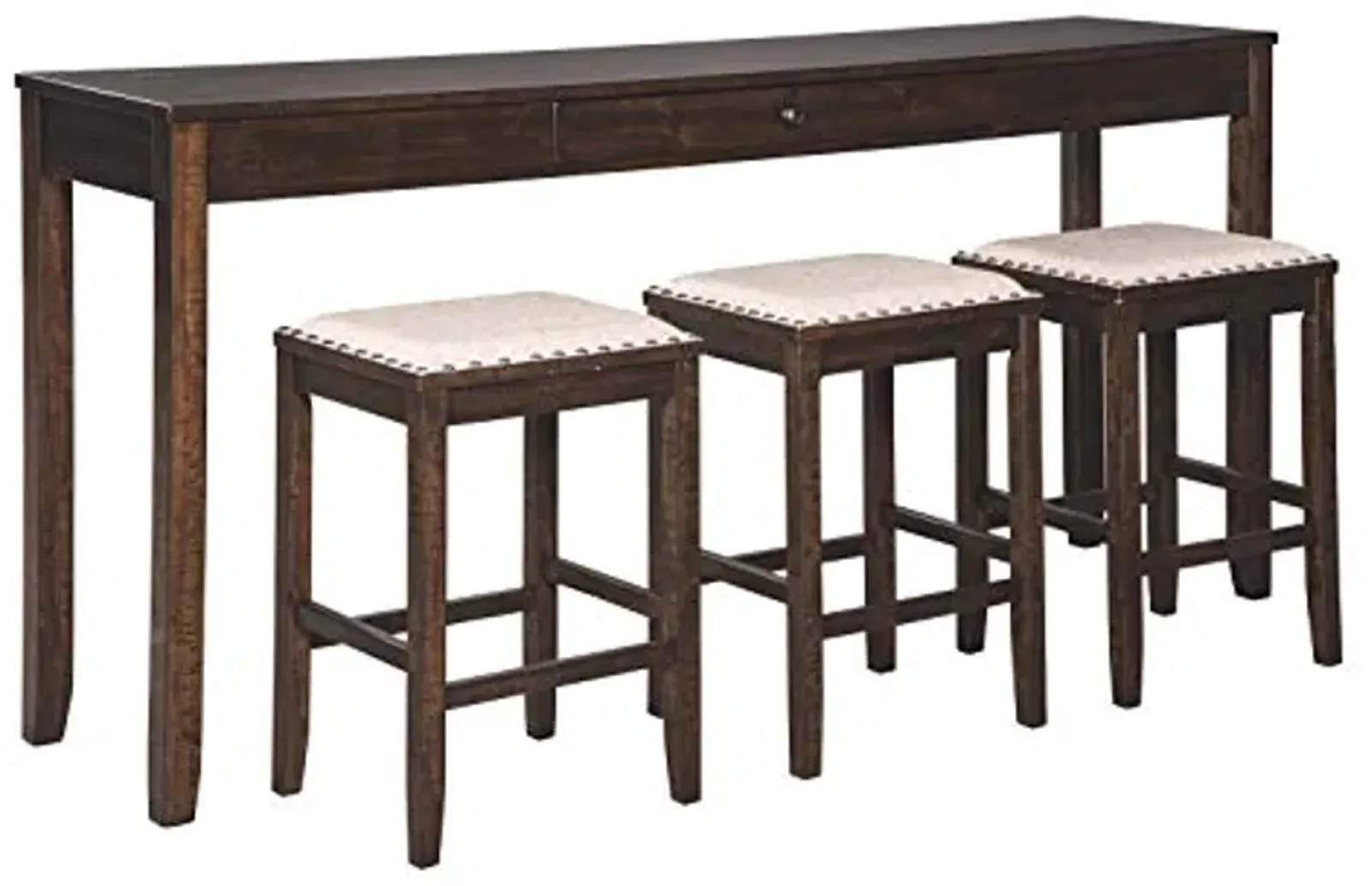 Signature Design by Ashley Rokane Urban Farmhouse 25" Counter Height Dining Room Table Set with 3 Bar Stools, Brown