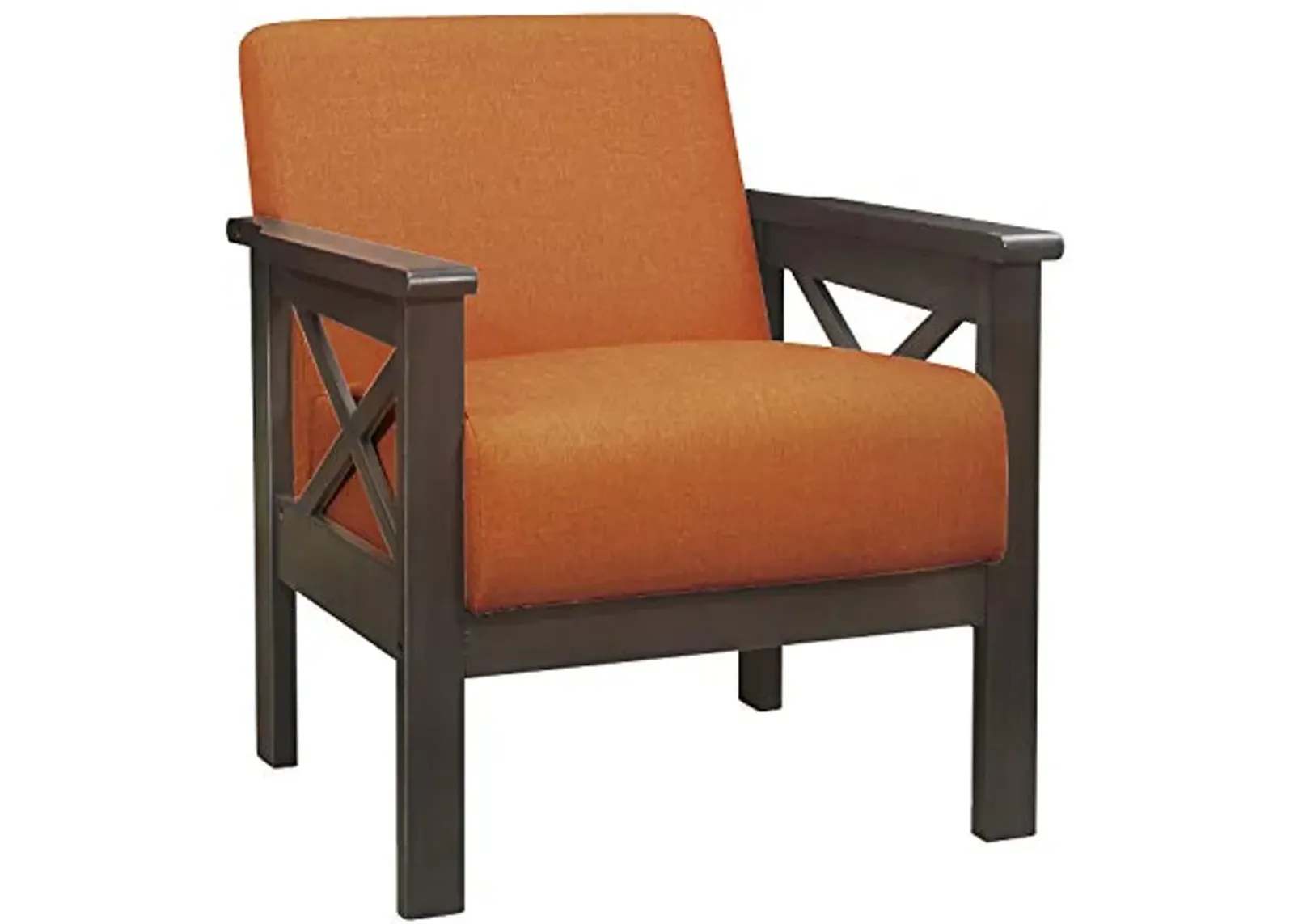 Lexicon Larue Fabric Wood Arm Accent Chair, Orange