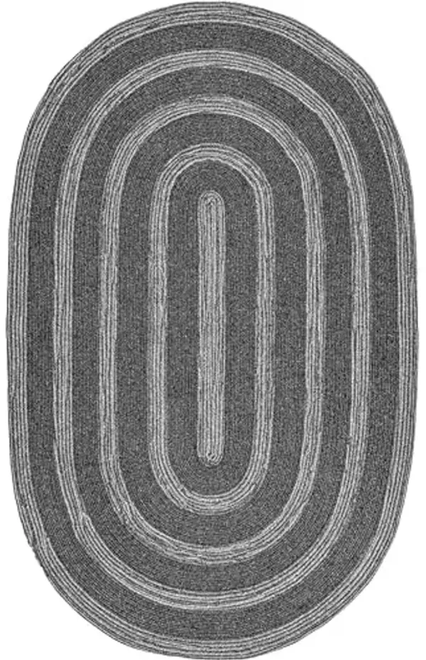 Nuloom Rowan Charcoal/Ivory, 5' x8' Oval, Braided, Solid, Soft and Textured, Durable, High Traffic, Stain Resistant, Easy Clean, Durable Runner for Indoor/Outdoor Patio, Deck, Porch, Garden, Courtyard