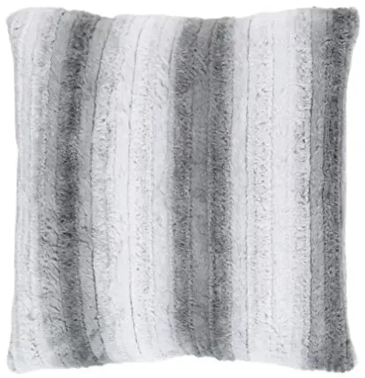 SAFAVIEH Elian 20-inch Grey and White Stripe Faux Fur Decorative Throw Pillow, 22"x22"