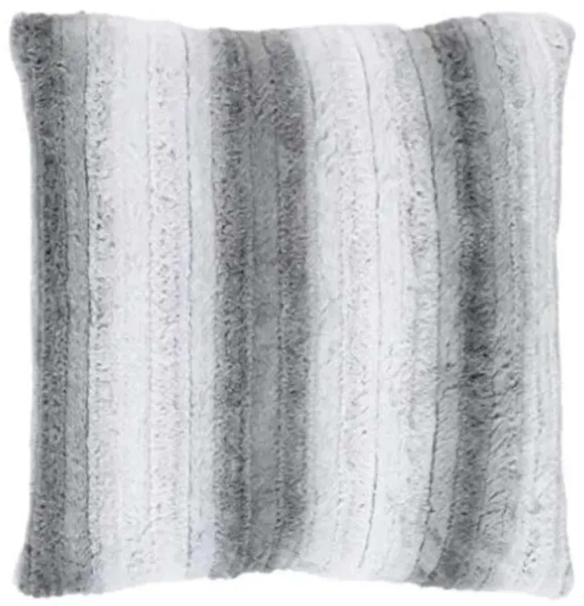 SAFAVIEH Elian 20-inch Grey and White Stripe Faux Fur Decorative Throw Pillow, 22"x22"