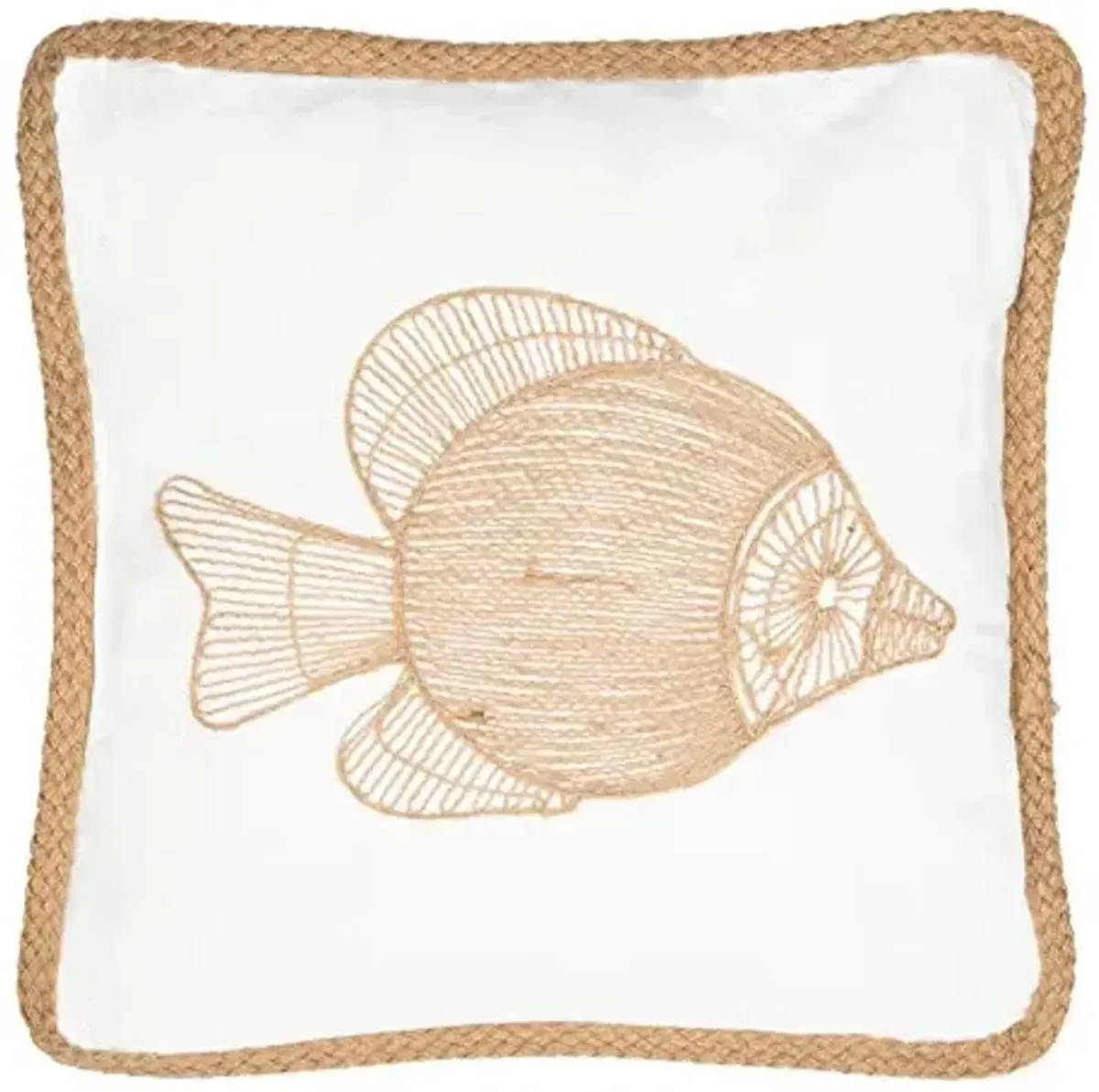 SAFAVIEH Home Nilam Natural Color Fish Nautical Coastal 18-inch Decorative Pillow