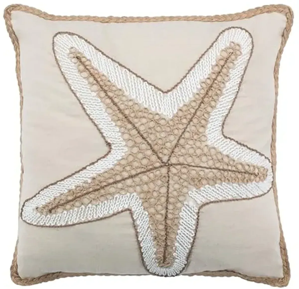 Safavieh Home Hema Natural Color Starfish Nautical Coastal 18-inch Decorative Pillow