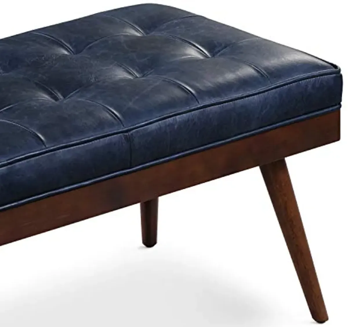 POLY & BARK Napa Luca Leather Bench, Midnight Blue