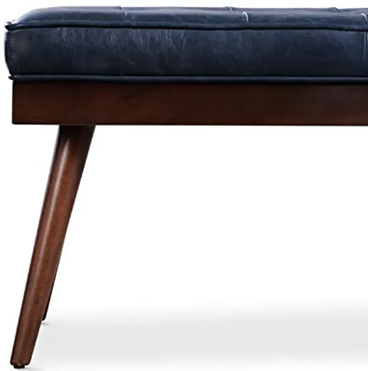 POLY & BARK Napa Luca Leather Bench, Midnight Blue